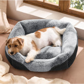 Bedsure washable dog bed rectangle top view shows plush comfort for small dogs.