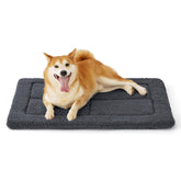Bedsure washable dog crate bed in crate offers cozy, safe retreat.