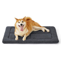 Bedsure washable dog crate bed in crate offers cozy, safe retreat.