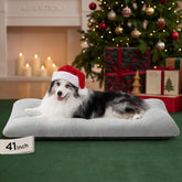Bedsure washable XL dog bed gray top view for cozy crate lounging