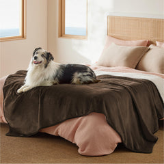 Bedsure Waterproof Blanket for Bed side view shows dual textures for cozy use