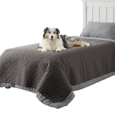 Bedsure waterproof couch cover on dark-grey sofa protects against spills.