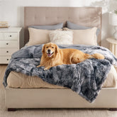 Bedsure waterproof dog blanket 60x80 tie-dye grey protects furniture while keeping pets comfortable