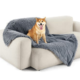 Bedsure waterproof dog blanket grey close-up shows plush fleece for comfy rest