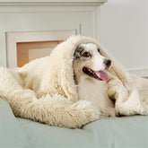 Bedsure waterproof dog blanket closeup with plush Sherpa fleece for cozy lounging.