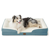 Bedsure XL orthopedic dog bed front view, plush velour fabric, non-skid bottom for stable lounging.