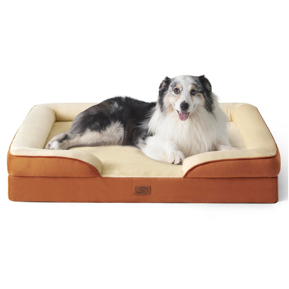 Bedsure XL orthopedic dog bed foam closeup shows supportive high-density foam for joints