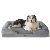 Bedsure XL orthopedic dog bed gray front view showing large size and plush comfort