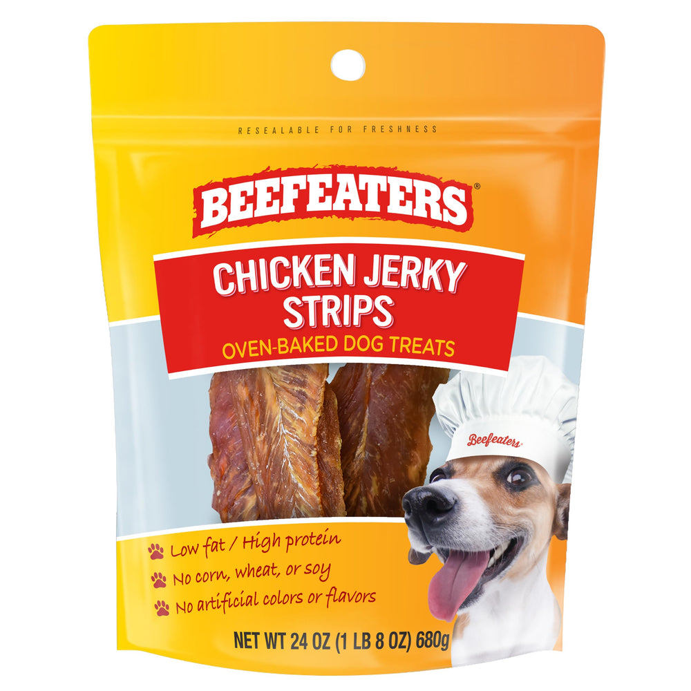 Beefeaters: tiras de pollo deshidratadas de 24 onzas, recompensa sabrosa para perros
