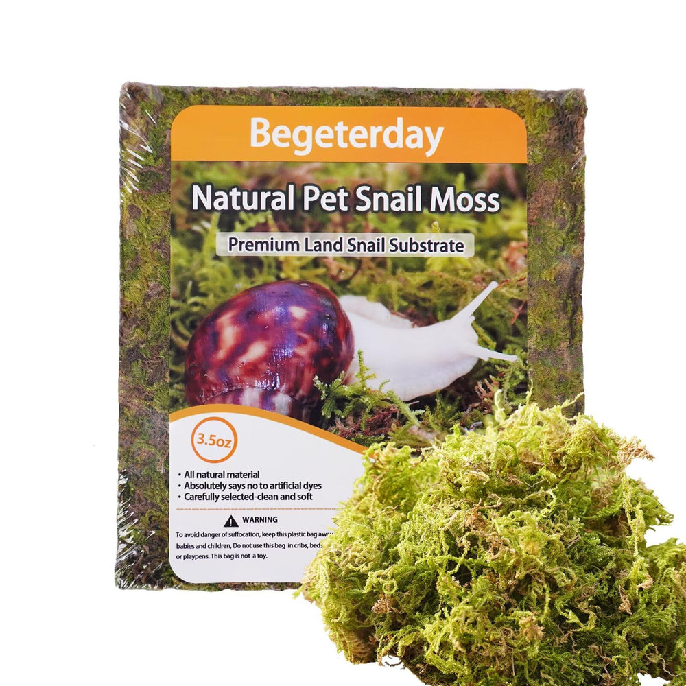 Begeterday natural moss pack compact - ready-to-rehydrate habitat for snails with humidity boost