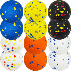 Beieverluck 12-pack dog tennis balls in colorful design for easy visibility and engaging fetch play.