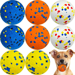 Beieverluck 8-pack dog balls for fetch and backup chews, durable and visible.