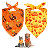 Beipegin Thanksgiving dog bandana yellow turkey pattern for festive photos.