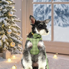 Beirui removable bowtie on green plaid for easy washing.