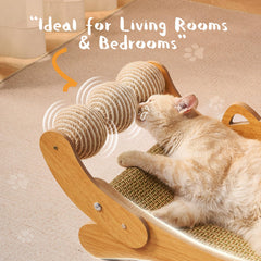 Beitophome cat-curved-scratch-pad-design saves space and creates a cozy corner.