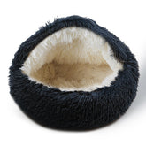 BELEEWILWON cat bed cozy cave in dark gray offers secure head support.