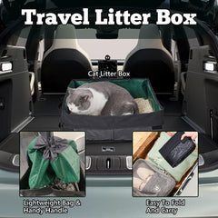 Belieonu travel litter box dual-layer waterproof fabric keeps litter contained.