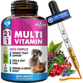 Beloved Pets Cat & Dog Multivitamin Liquid bottle with cranberry for urinary tract support.