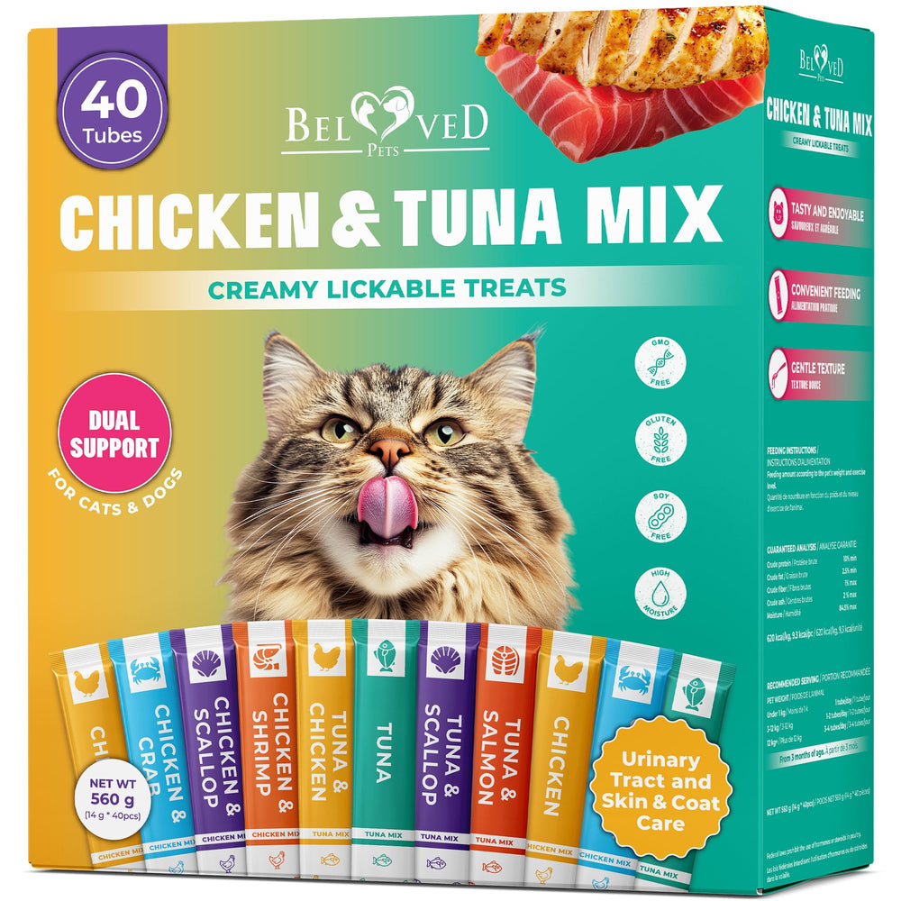 Beloved Pets creamy lickable tuna-chicken tube close-up highlighting smooth texture