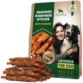 Beloved Pets smoked rawhide stick chicken-wrapped chew boosts training focus with protein-rich bite