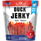 Beloved Pets Duck Jerky bulk bag shows value for training rewards and daily chews