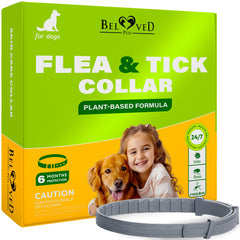 Beloved Pets natural flea-tick collar for dogs—pack front with long-lasting protection.