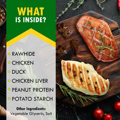 Beloved Pets dog chews with real chicken offer high-protein flavor while out for fetch.