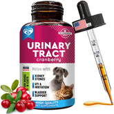 Beloved Pets UTI treatment bottle supports urinary tract health with cranberry-D-Mannose.