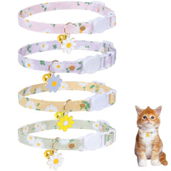 Bencacawinstyle 4-pack cotton breakaway cat collars with bells for safe everyday wear