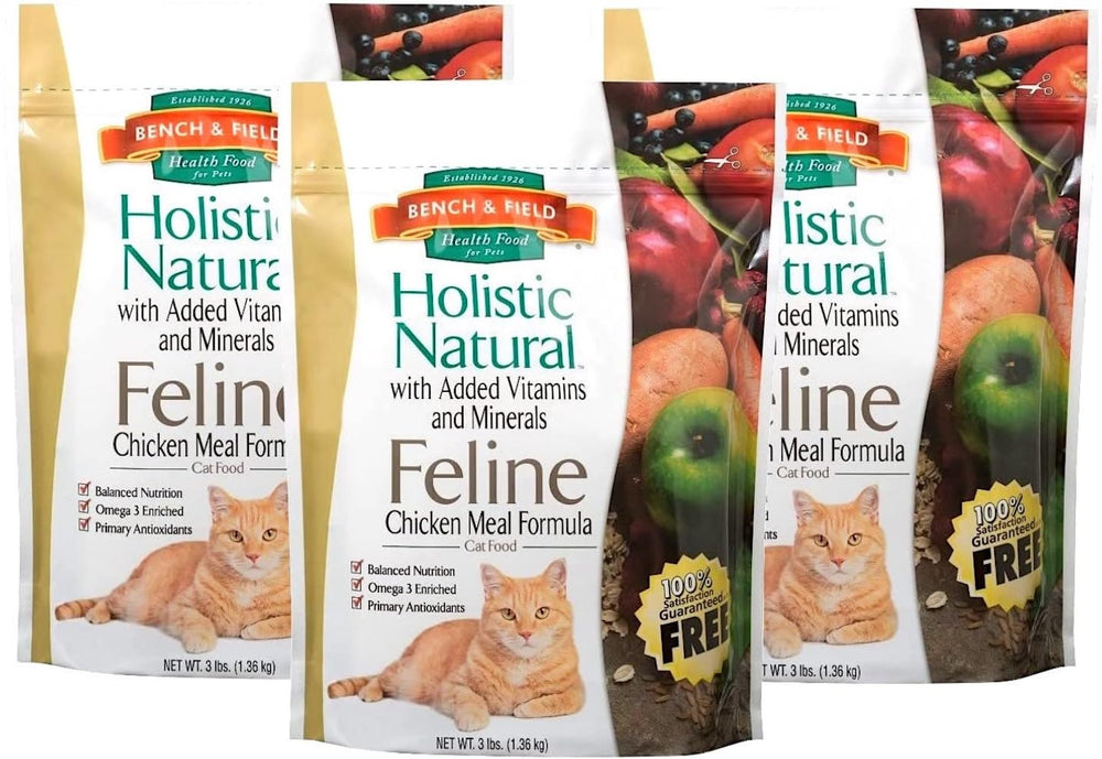 Bench & Field holistic cat food pack of three bags for easy feeding planning