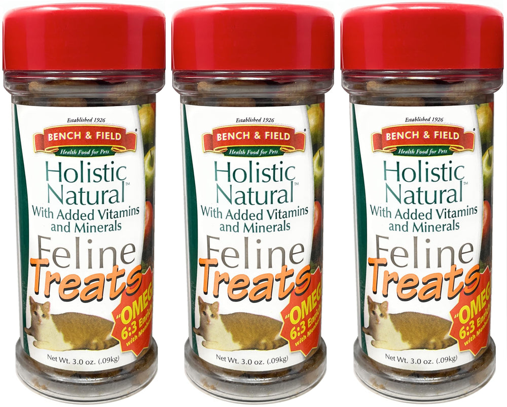 Bench & Field holistic kitty treats crunch fish bites for a tasty seafood snack.