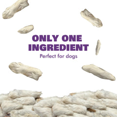 Benji & Louie air-dried rabbit feet close-up—natural single-ingredient chew.