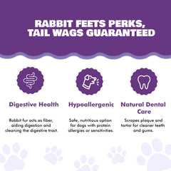 Benji & Louie rabbit feet in bag—2.5 oz packaging.