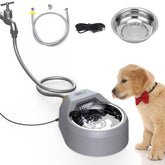 BENTOPAL dog water fountain connected to a garden faucet for constant hydration