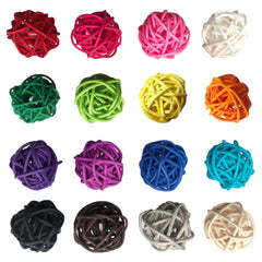 Benvo rattan balls bright colors close-up, durable safe chew for birds.