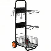 Benyijs rolling saddle rack cart side view for easy barn transport.