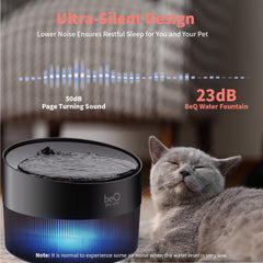 beQ cat water fountain quiet pump in operation for peaceful homes