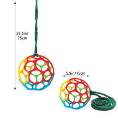 Besimple feeder ball in colorful blue and red to attract curiosity.