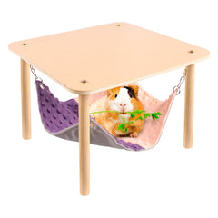 BESNEW enlarged guinea pig hammock wooden stand showcases sturdy, cozy resting setup.