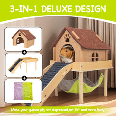 BESNEW guinea pig hammock-platform combo offering resting, climbing, and social play.