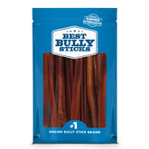 Best Bully Sticks 12inch dog chew close-up, durable beef treat supports dental health.