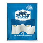 Best Bully Sticks hollow shin bones 3-4 inch pack shown, great for durable chews and extended play.