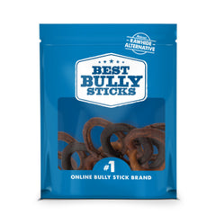 Best Bully Sticks puppy teething rings closeup, natural collagen chew for small dogs supporting dental care.