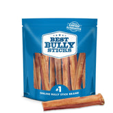 Best Bully Sticks thick 6-inch dog chews promote dental care during chewing sessions.