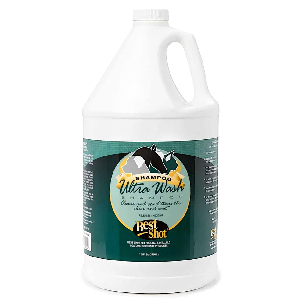 Best Shot Ultra Wash Shampoo bottle in a 1-gallon container for home grooming.
