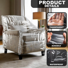 Besti plastic recliner armchair cover back view demonstrates full-seat shield for pets.