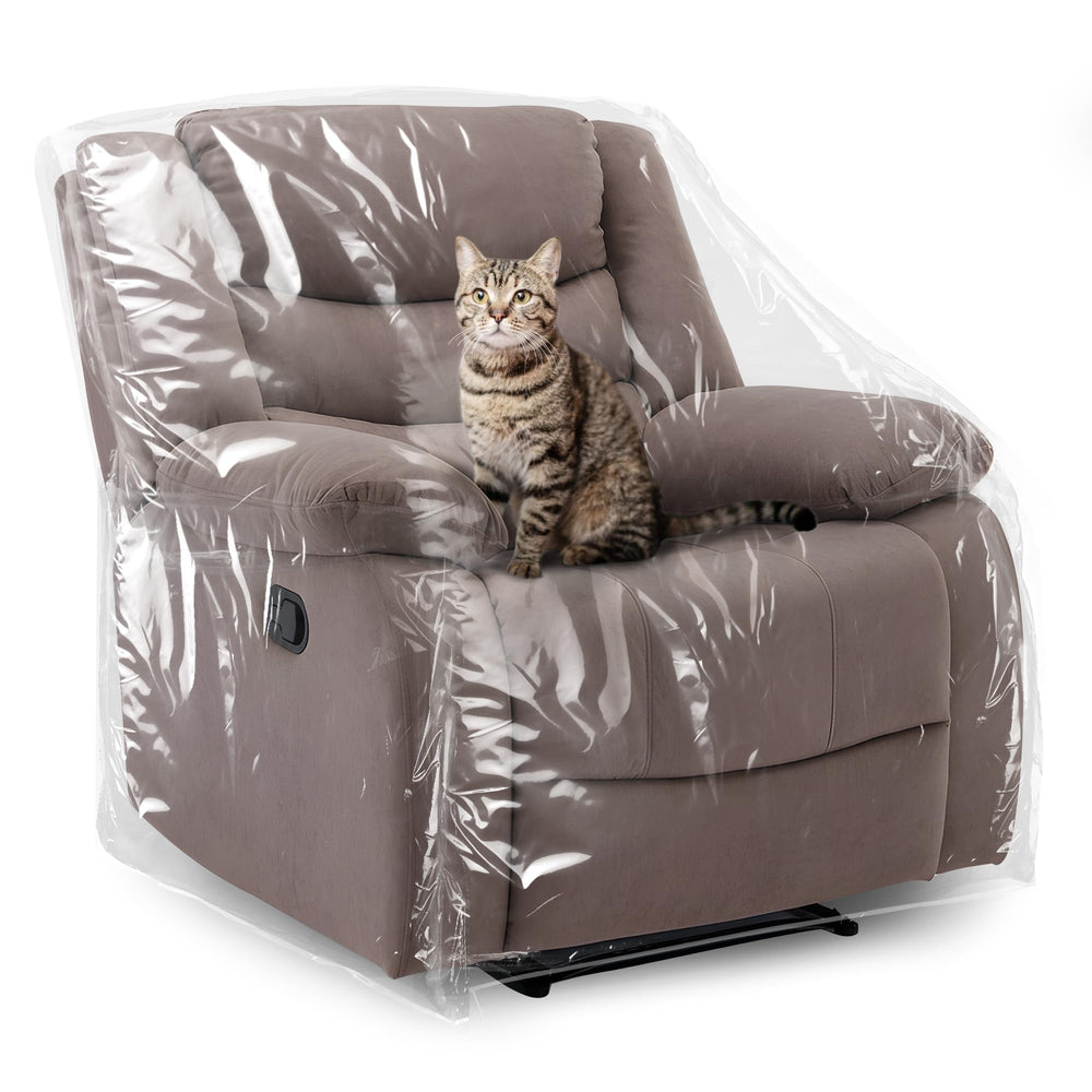 Besti plastic recliner armchair cover front view protects from claws and spills.
