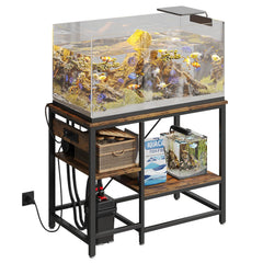 Bestier 40-50 gallon stand with power outlets enables organized cord management for aquariums