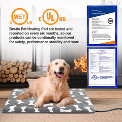 Bestio dog heating pad shows adjustable temperature range for safe warmth.
