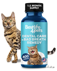 BestLife4Pets cat dental tablets dissolve for easy daily care and fresh breath.
